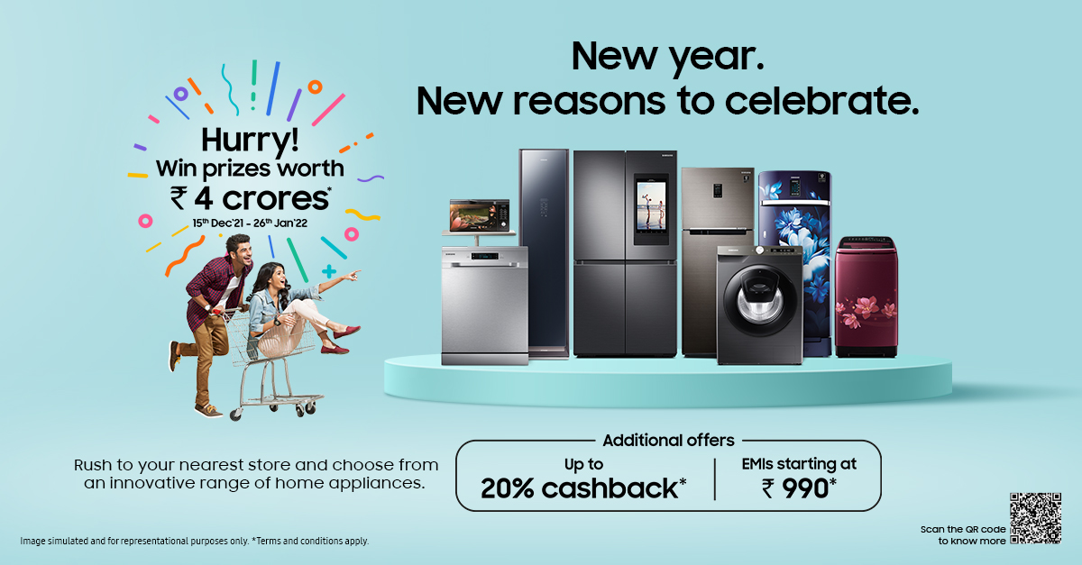 End The Year with a Bang! Samsung Announces Lucky Draw Prizes Worth INR 4 Crore on Purchase of its Home Appliances